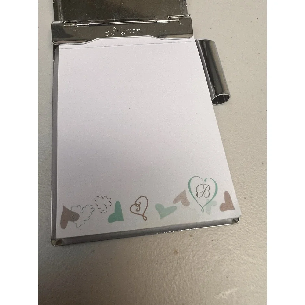 Brighton Black Croc Embossed Notepad Memo Holder Heart Pen Desk Accessory